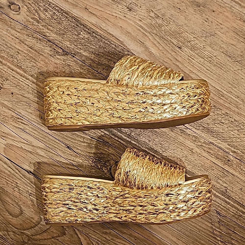 Gold Woven Platform Sandals